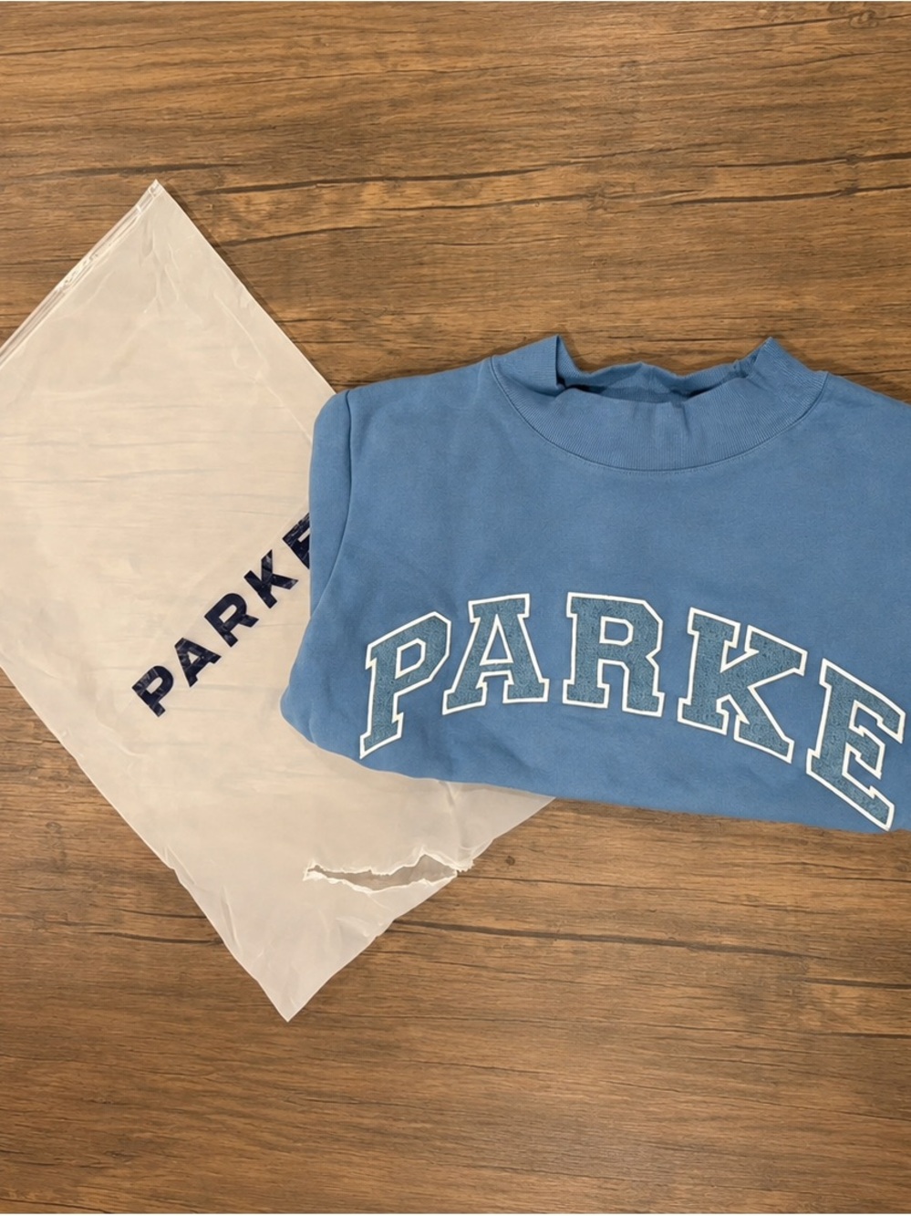 Blue and White Varsity Mockneck Parke Small Medium S/M Oversized Sold Out Size